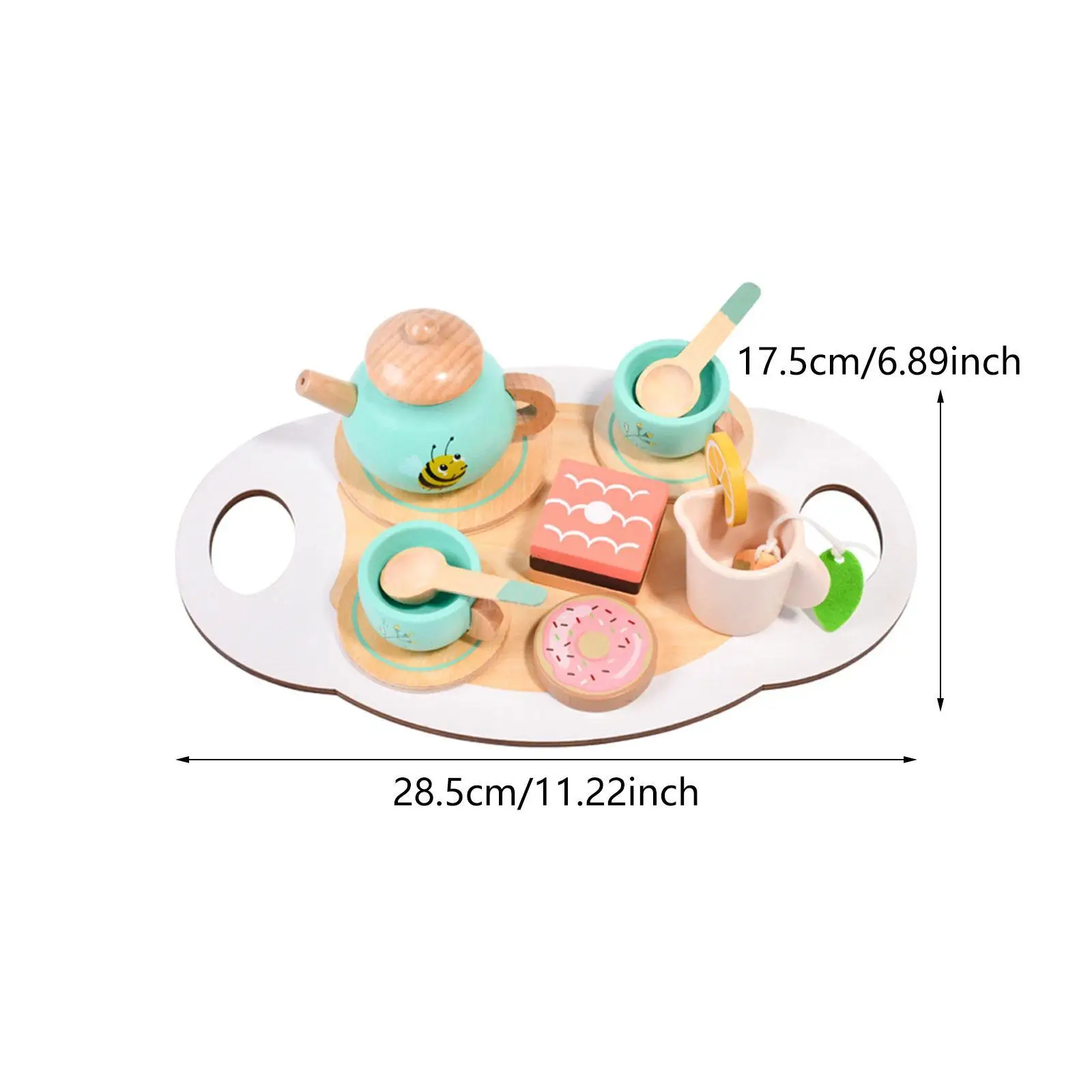 Set da tè in legno Giocattolo da cucina creativo Set da tè pomeridiano Accessori da cucina portatili per bambini 3 4 5 anni Ragazze Ragazzi Bambini