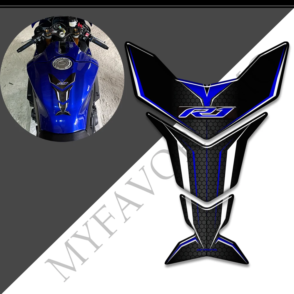 

Motorcycle For YAMAHA YZF-R1 YZFR1 YZF R1 R 1000 Tank Pad Grips Gas Fuel Oil kit Knee Fairing Fender Protector Stickers Decals