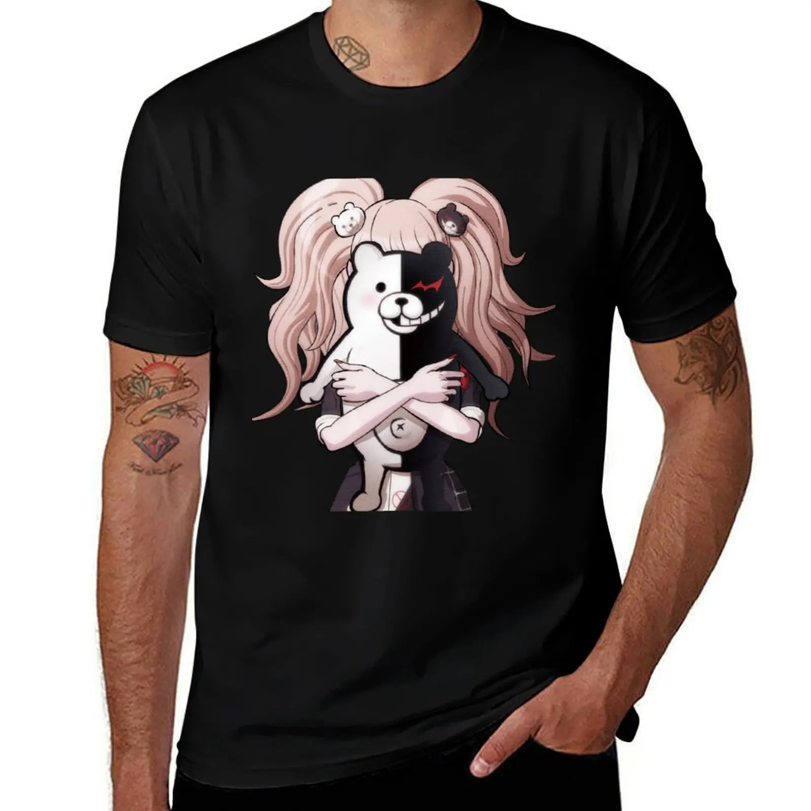 Junko Enoshima Holding Monokuma T-Shirt t shirts designer anime t shirts for man T-Shirt