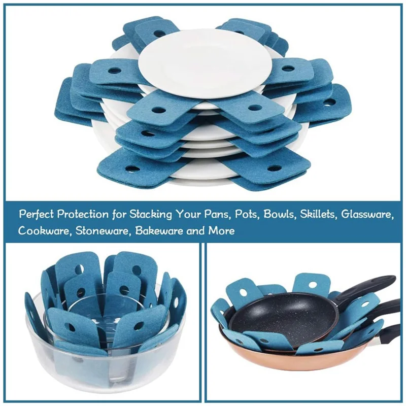 B97A-Pot Pan Protectors وسادات حماية أكبر وسميكة للتراص وحماية أدوات المطابخ الخاصة بك