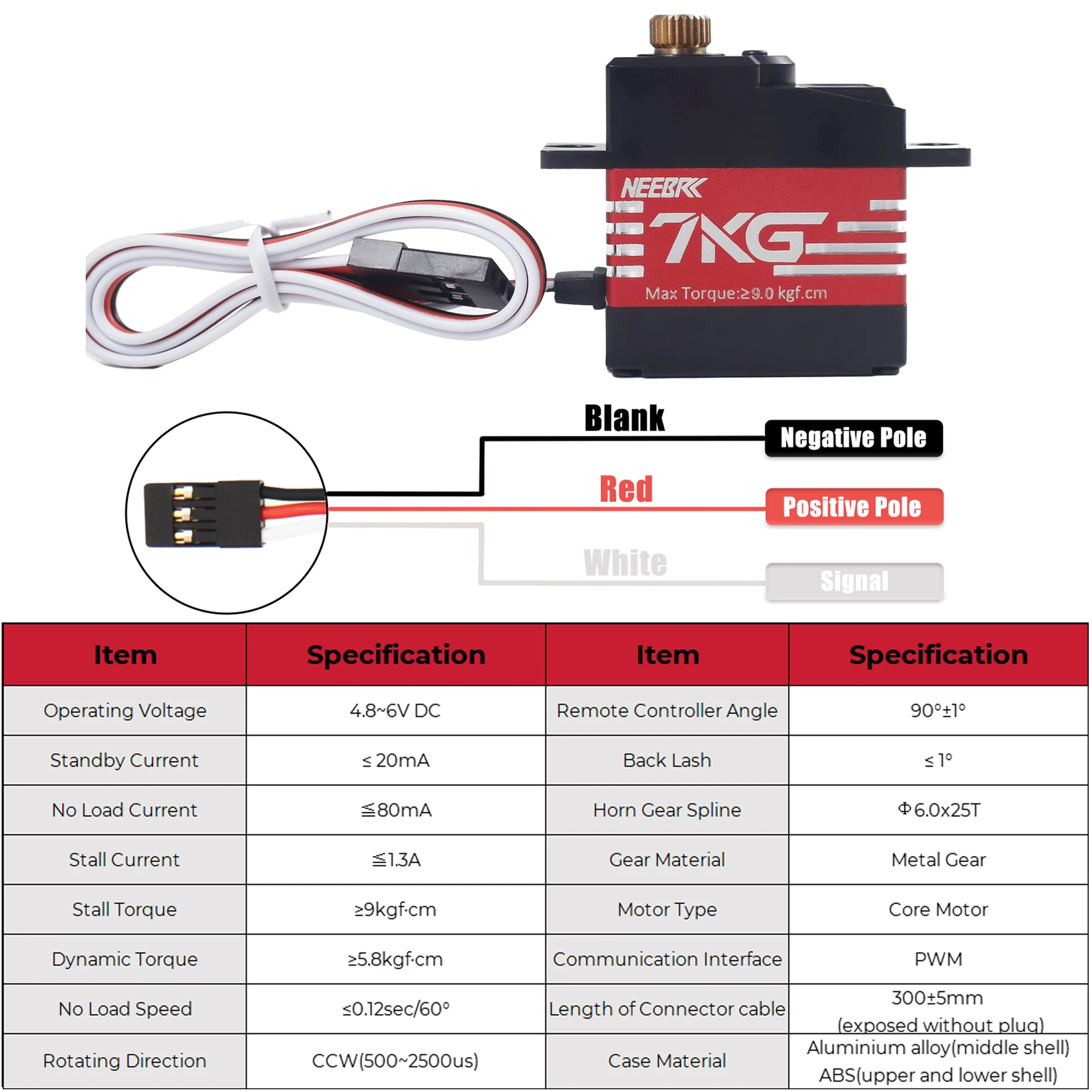 NEEBRC 7KG Waterproof Metal Gear Digital Servo Half Aluminum for 1/14 1/16 RC Car Plane Drone Wltoys 14010 MJX Robot Toy Parts