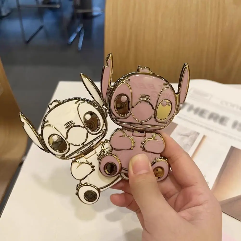 3D Cartoon Doll Back Sticker Phone Holder With Makeup Mirror Desktop Practical Horizontal And Vertical Portable Stand Accepssory