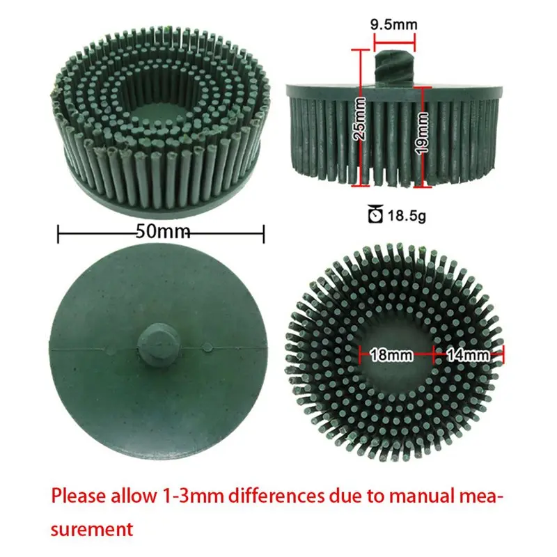 ABJT-20 Pc 2 Inch Bristle Disc Grit 50 Abrasive Coating Removal Disc Deburring Electric Brush Tapered Coarse Bristle Brush