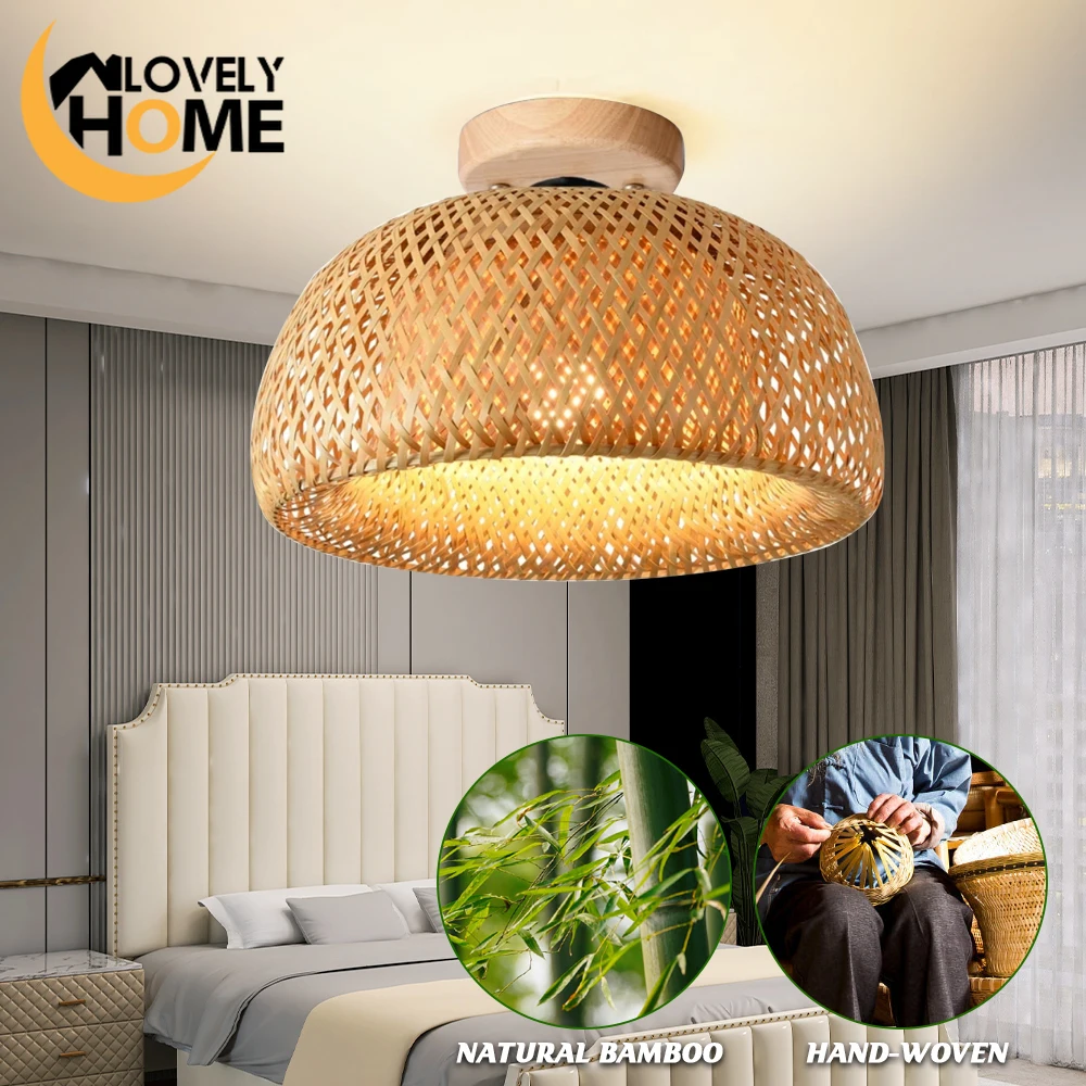 

30 Rattan Wicker Ceiling Light Pendant Lamp Shade Home Room Decor Lustre Bamboo Wood Art Suspended Chandelier Luminaire