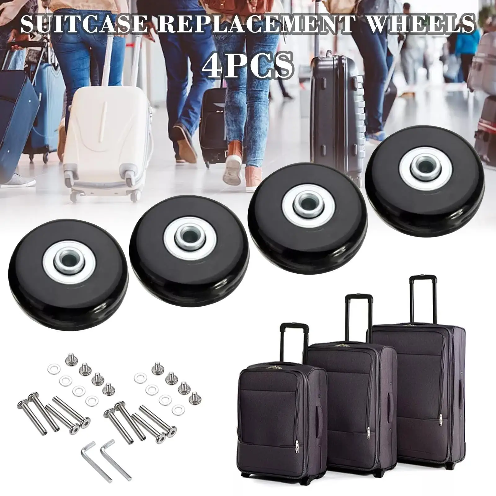 

4Pcs Replace Wheels With Screw For Travel Luggage Suitcase Wheels Axles Repair Kit 40/45/50mm Silent Caster Wheel DIY Repair