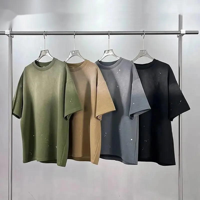 Splash Ink Men's Gradient Cotton Tee Vintage Wash Distressed Oversized Casual Streetwear Breathable Summer T Shirt B7JR