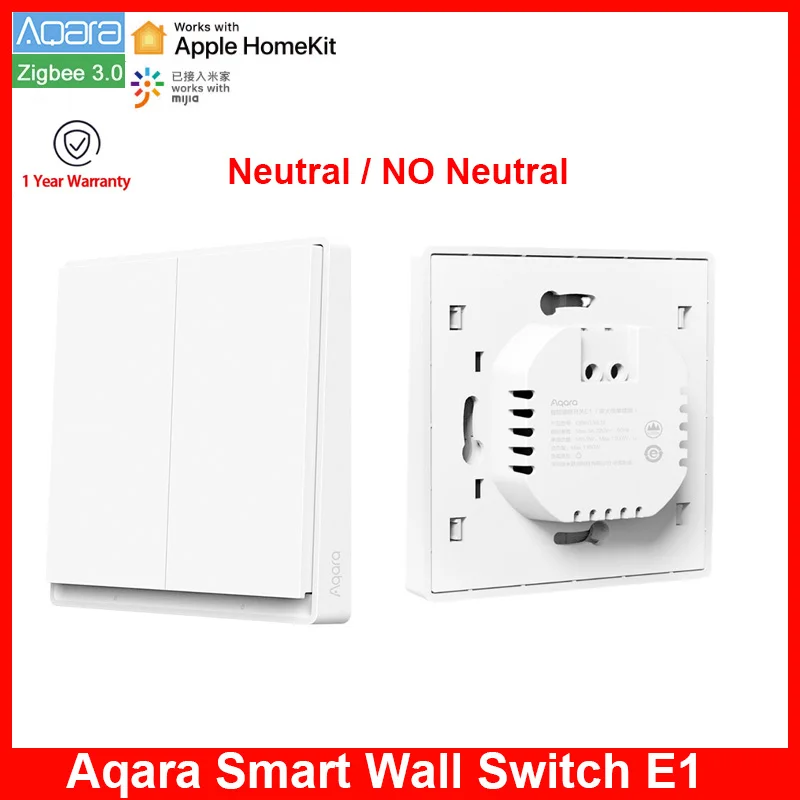 Aqara Smart Wall Switch E1 ZigBee 3.0 Smart Home Key Light Switch Fire Wire With Neutral NO Neutral for Mi Home homekit APP