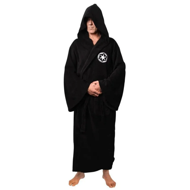 Male Flannel Robe Male With Hooded Thick Star Dressing Gown Jedi Empire Men\'s Bathrobe Winter Long Robe Mens Bath Robes Homewear