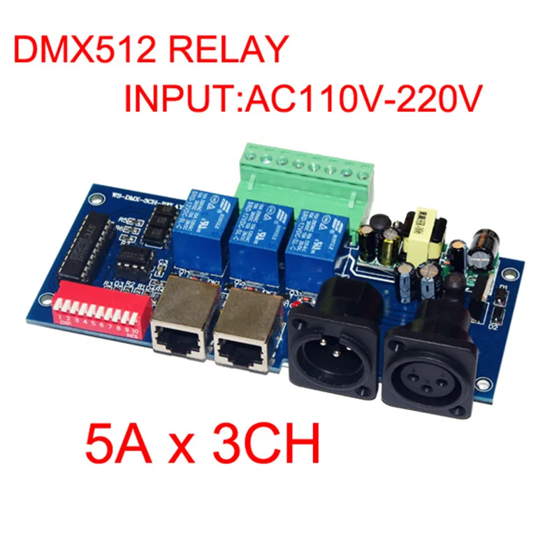 

1pcs High Quality DMX512 Relay 5A*3CH Controller DMX-RELAY-3channel Input AC110V-220V Led Decoder Controller