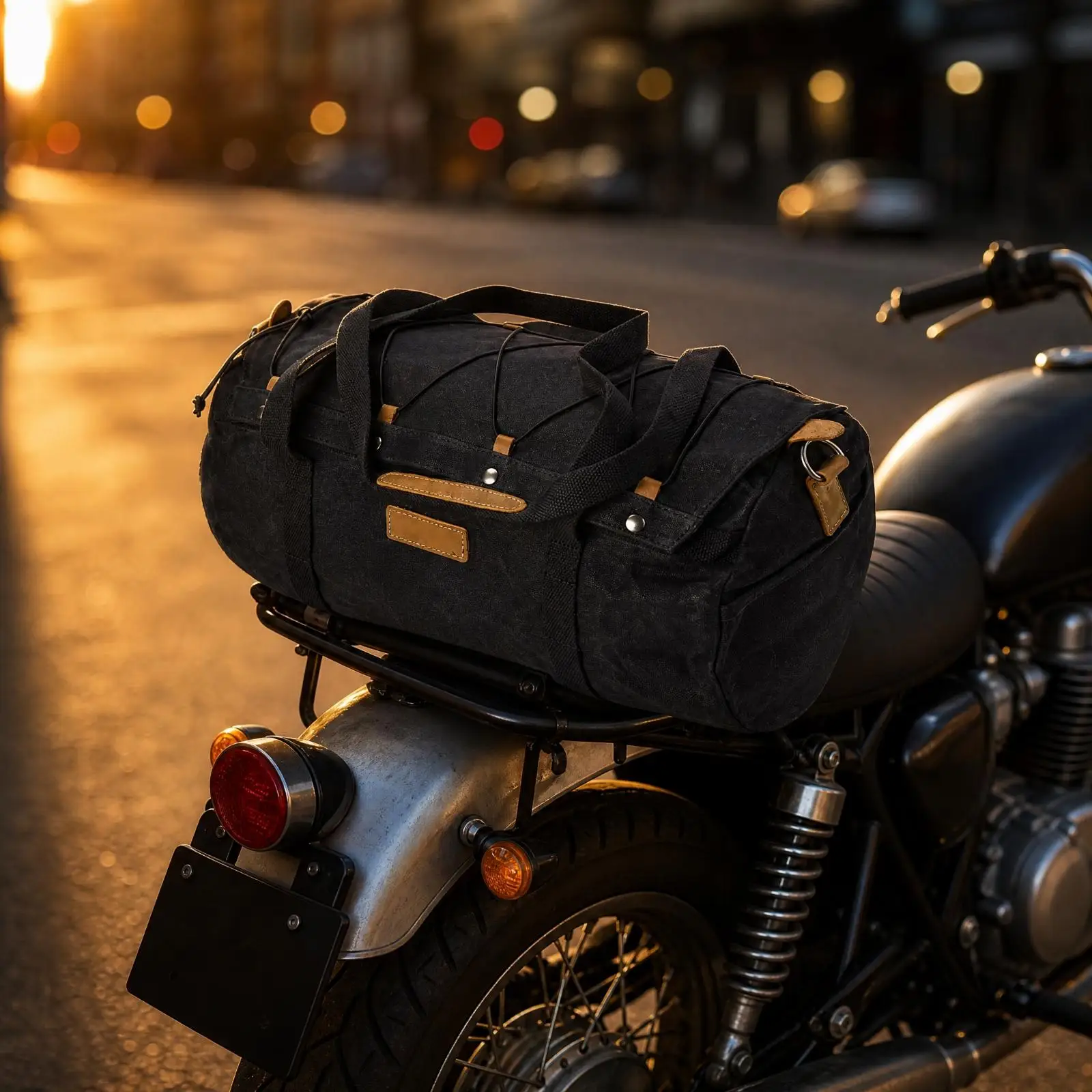 Foldable Motorcycle Tail Bag for Men Travel Pannier Waxed Canvas Duffel Carry on Shoulder