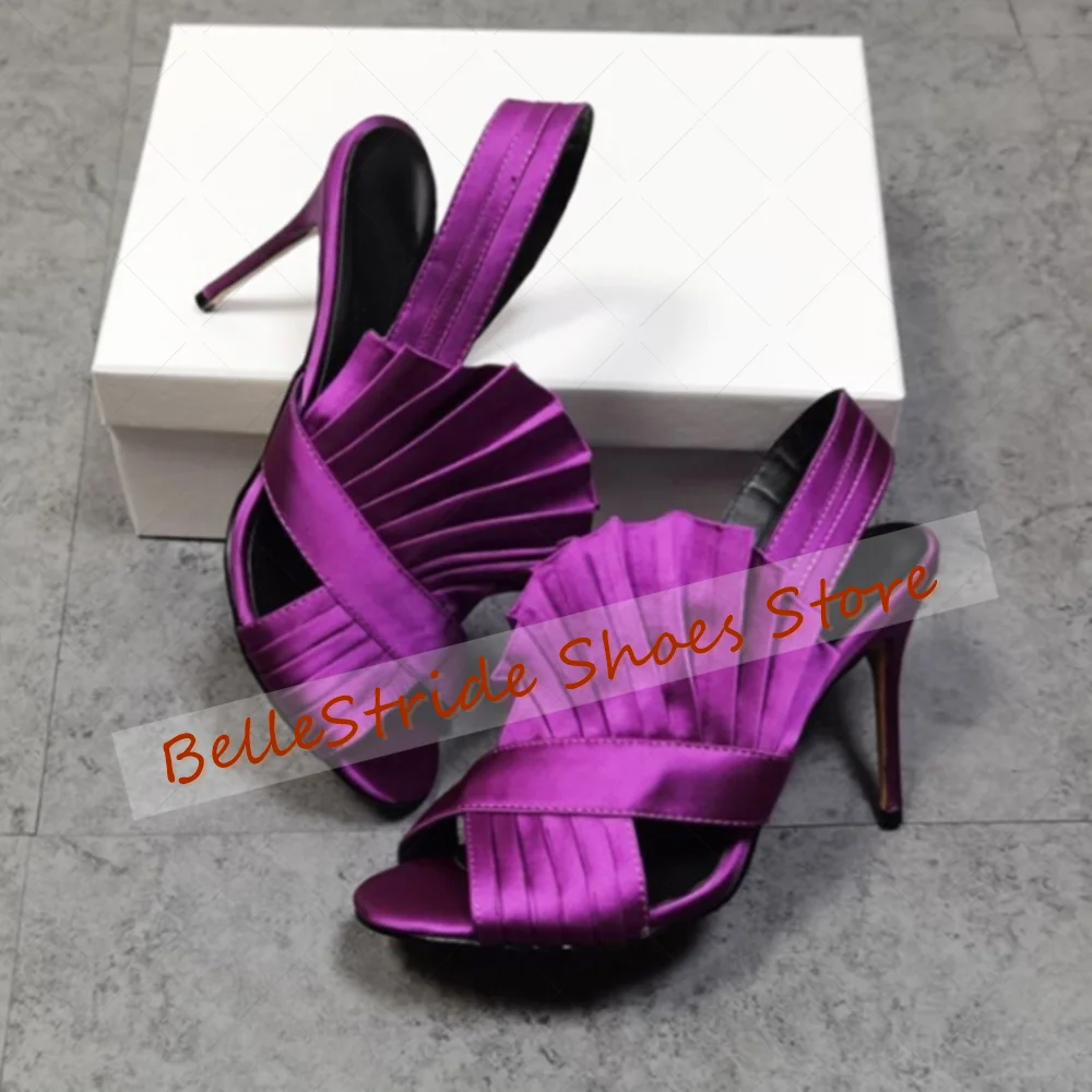 

Purple Fan Design Hollow Out Sandals Open Toe Women Shoes Stilettos High Heels Party Banquet Dating 2025 Zapatos Para Mujere