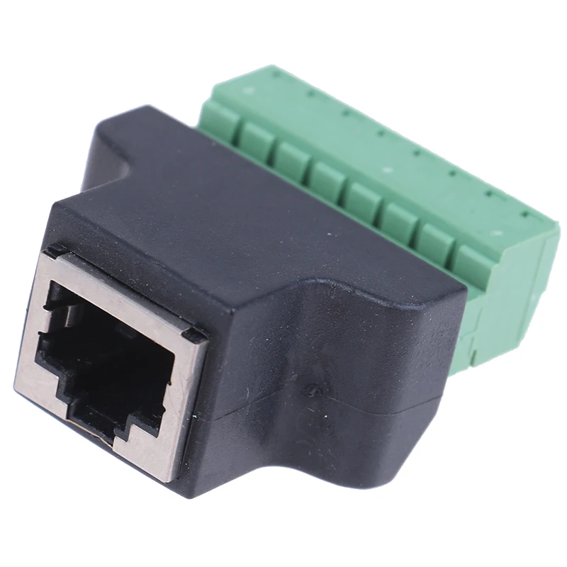 RJ45 para parafuso terminal adaptador, fêmea para 8 pinos conector, CCTV, DVR