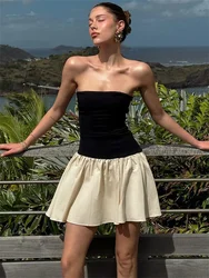 Tossy-Vestido corto plisado con espalda descubierta para mujer, minivestido elegante de retazos con contraste, para fiesta, verano, 2024