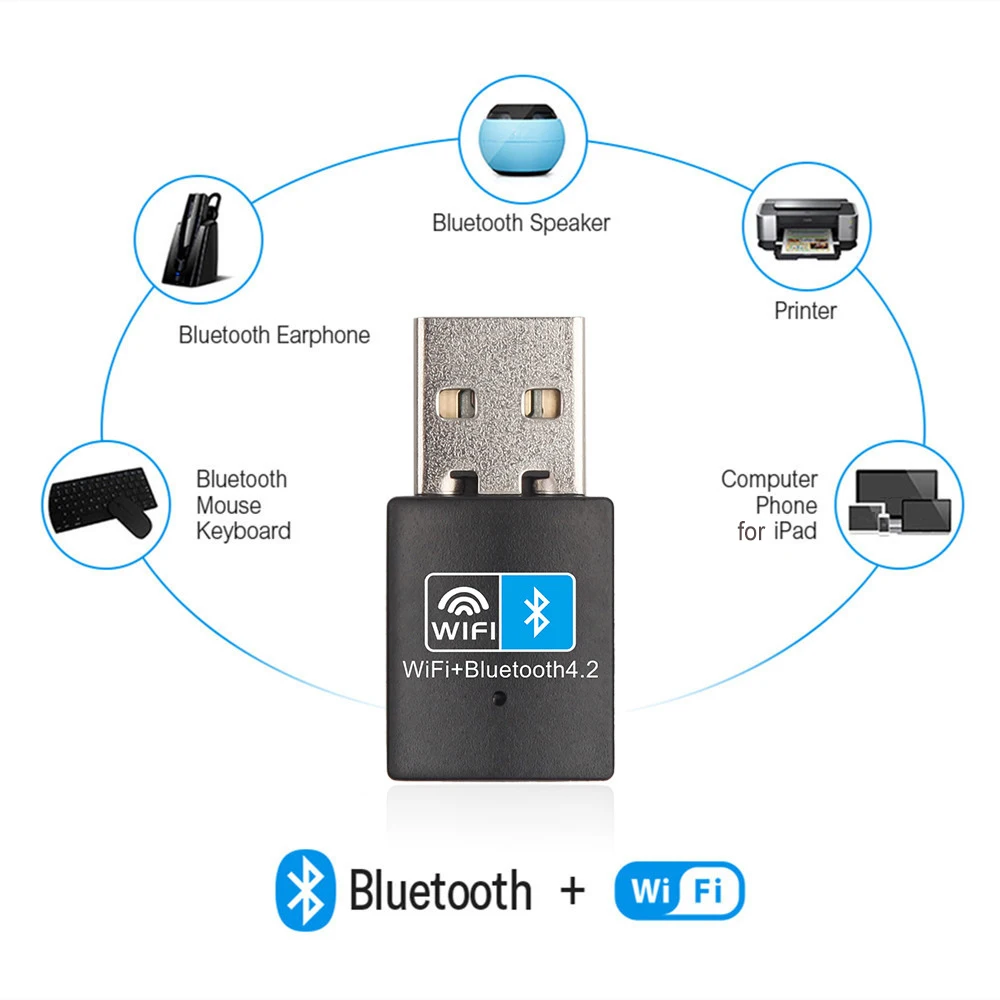 2 In 1 USB Wifi & Bluetooth-compatible 150Mbps WiFi Adapter 2.4Ghz Network Card Receiver Transmitter RTL8723 WiFi Dongle