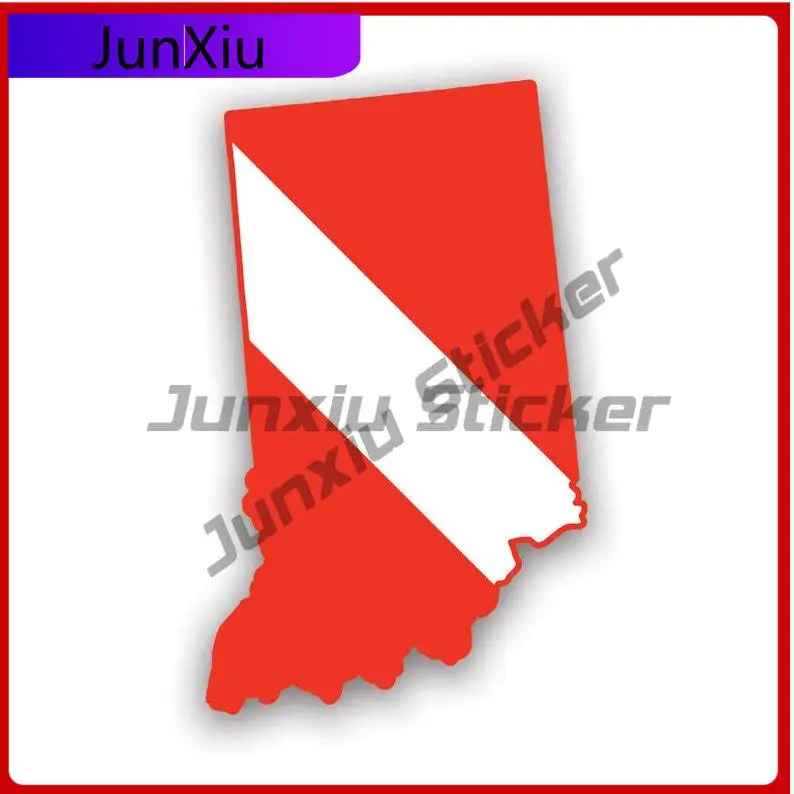 

Indiana State Shaped Diver Down Flag Sticker Uv Protected Decals Scuba Flag Diving Dive In State Flag Patriotic Car Sticker