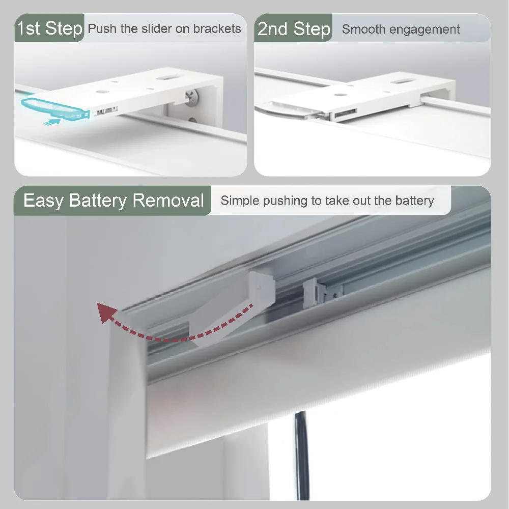 ZSHINE Window Blinds Rechargeable Motorized Roller Blinds with Removable Battery Customized Roller Shades