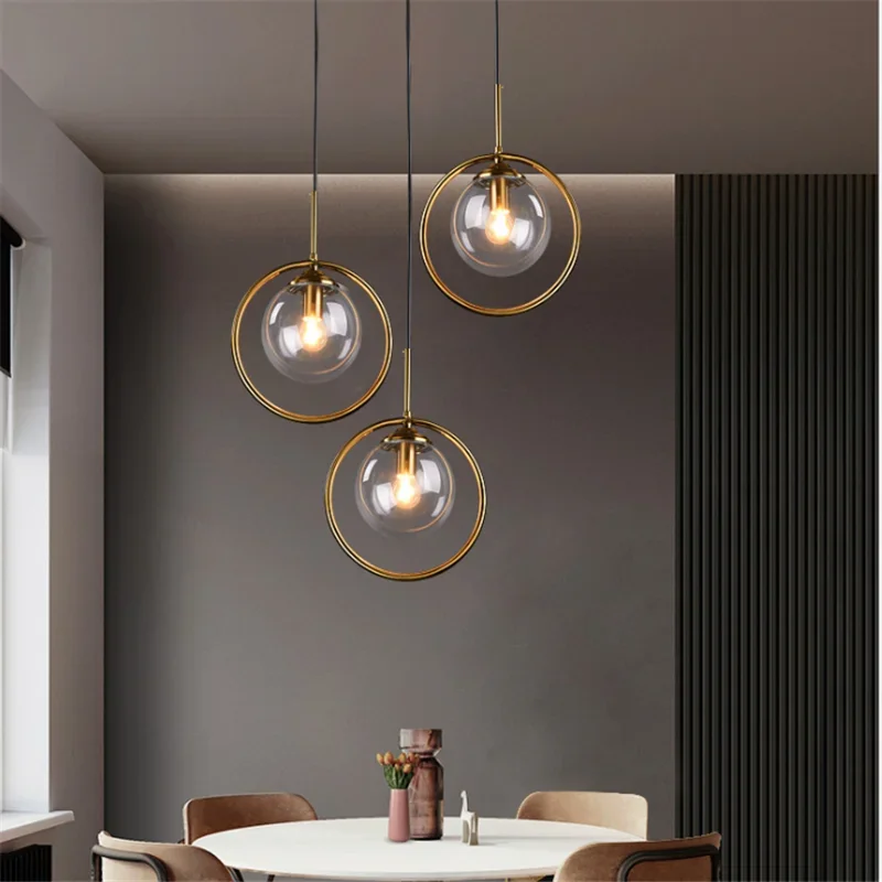 Imagem -05 - Modern Nordic Glass Ball Chandeliers Luzes Pingente de Ouro Home Decor Luminárias para Café Sala de Jantar Cozinha Lâmpada do Quarto