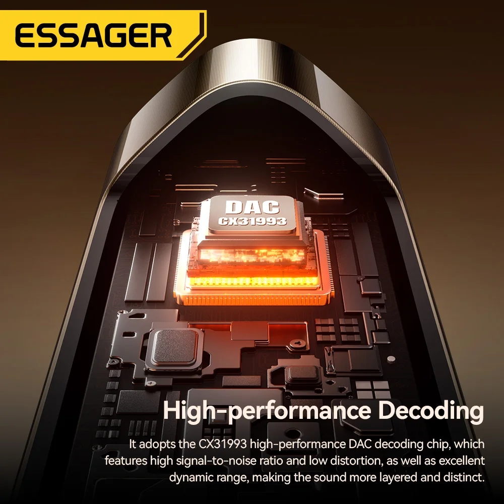 Adapter audio Essager Type C na 3.5mm Hi-Fi, kabel USB-C na 3.5 Jack do iPhone 17, Huawei, Xiaomi, adapter audio do słuchawek — zdjęcie produktu 4