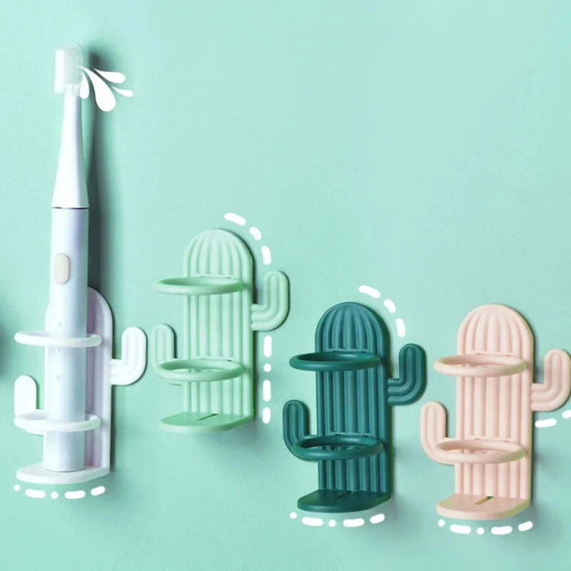 Cactus Electric Toothbrush Holder Wall Mounted Self-adhesive Storage Rack Razor Makeup Brush Comb Organizer Bathroom Accessories