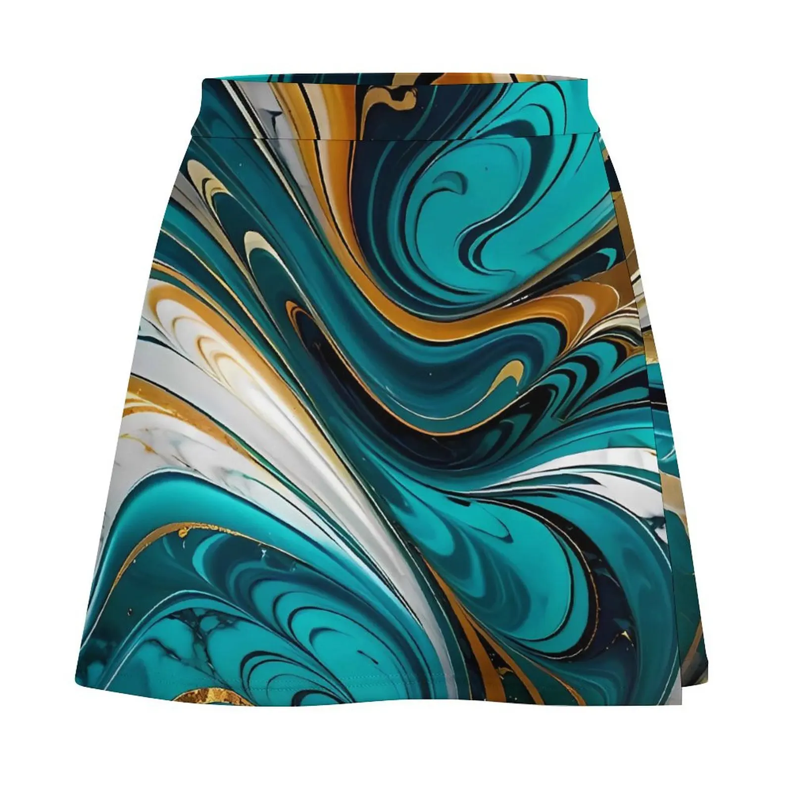 Abstract Blue Gold White Marble Skirt  Cute Mini Skirts Spring High Waist Custom Street Wear Casual Skirt Big Size