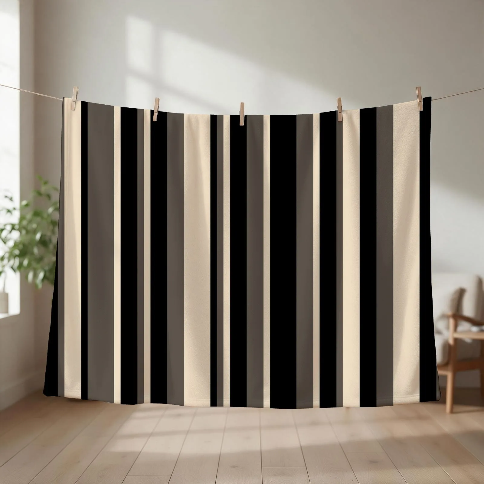 Elegant Stripes Chaotic Stripes Black Brown Beige Throw Blanket Weighted Soft Big Bed for winter Blankets
