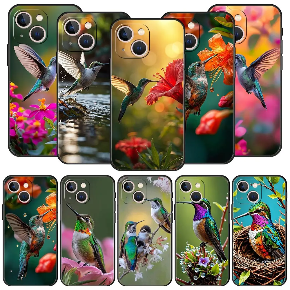 

Hummingbird Phone Case For iPhone 17 16 15 Pro Max 11 12 13 14 7 8 Plus SE 2020 X XR XS Cover Soft Black