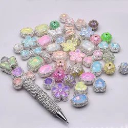 4pcs/bag Handmade Metal Alloy Heart Oval Butterfly Flower Beads for Jewelry Making DIY Phone Chain Bead Pen Accessories