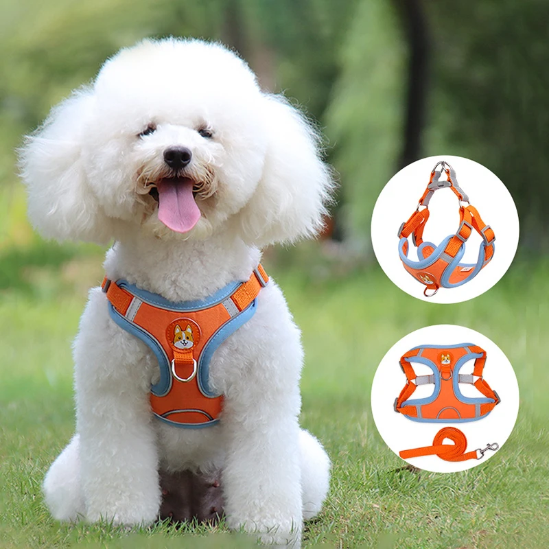 

Soft Vest Style Pet Harness for Small Medium Dogs Adjustable Reflective Breathable Mesh Harness Leash Set Cats Accessories