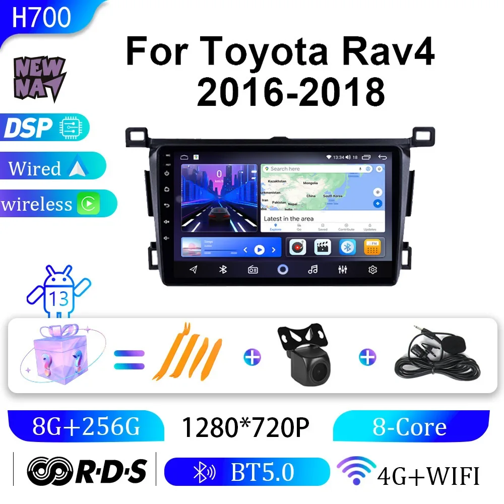 

Car Radio for Toyota RAV4 2016-2018 Wireless Apple CarPlay Android Auto BT5.0 Mirror Link Touchscreen Backup Camera AM/FM Stereo