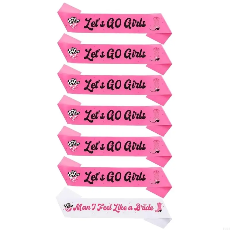 7Pcs Stylish Girls Party Sashes Cowgirl Accessories for Parties F3MD