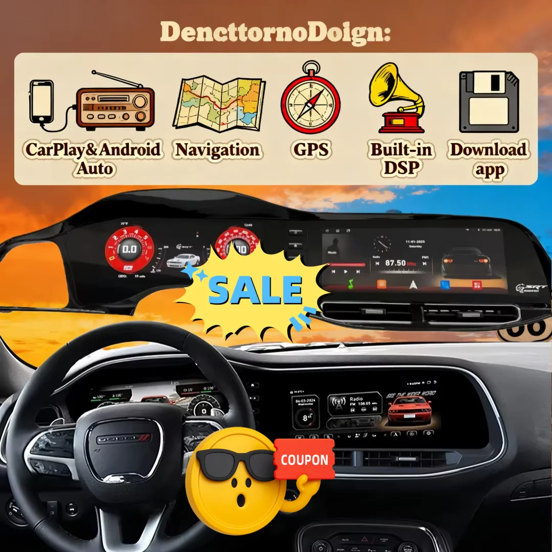 

24,6-дюймовый экран для Dodge Challenger SRT Hellcat/зарядное устройство 2010-2024 Carplay GPS-навигация автомобильная стереосистема авто радио + ЖК-цифровой Cluste