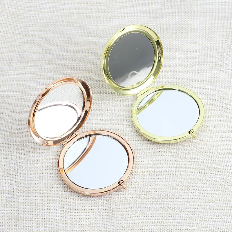 Ins Portable Simple Stainless Steel Double-sided Make Up Mirror Handheld Pocket Folding Vanity Mirror Beauty Makeup Accessories