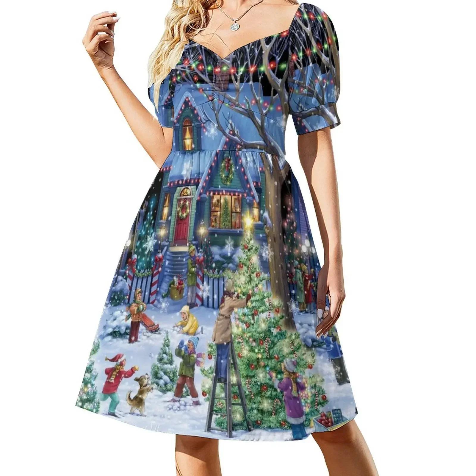 

Decorating for Christmas Short-Sleeved Dress womens clothing ladies dresses for special occasion Dress