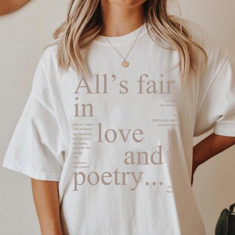 All's Fair in Love and Poetry T-shirts Women Eras Tour Tshirt Concert New Album Graphic T Shirts Fans Clothes Music Lover Tshirt