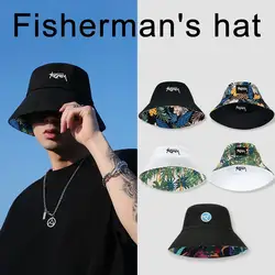 Panama Bucket Hats Fashion Print Fisherman Hat Summer Sun Hats For Women Men Double Side Wear Reversible Outdoor Fishing