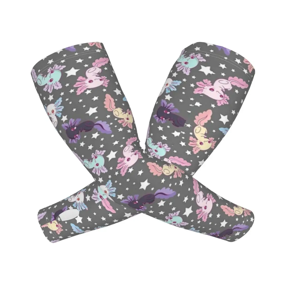 

Kawaii аксолотль узор серые уличные рукава для защиты от солнца и ультрафиолета летние ледяные шелковые велосипедные татуировки рукава