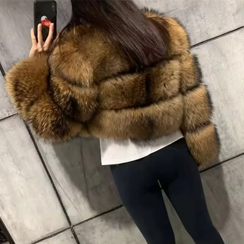 QUEENTINA Reale Cappotto di Pelliccia di Procione Inverno Nuovo Outwears Giacca di Moda da Donna Abbigliamento di Alta Qualità Procione Naturale 2025