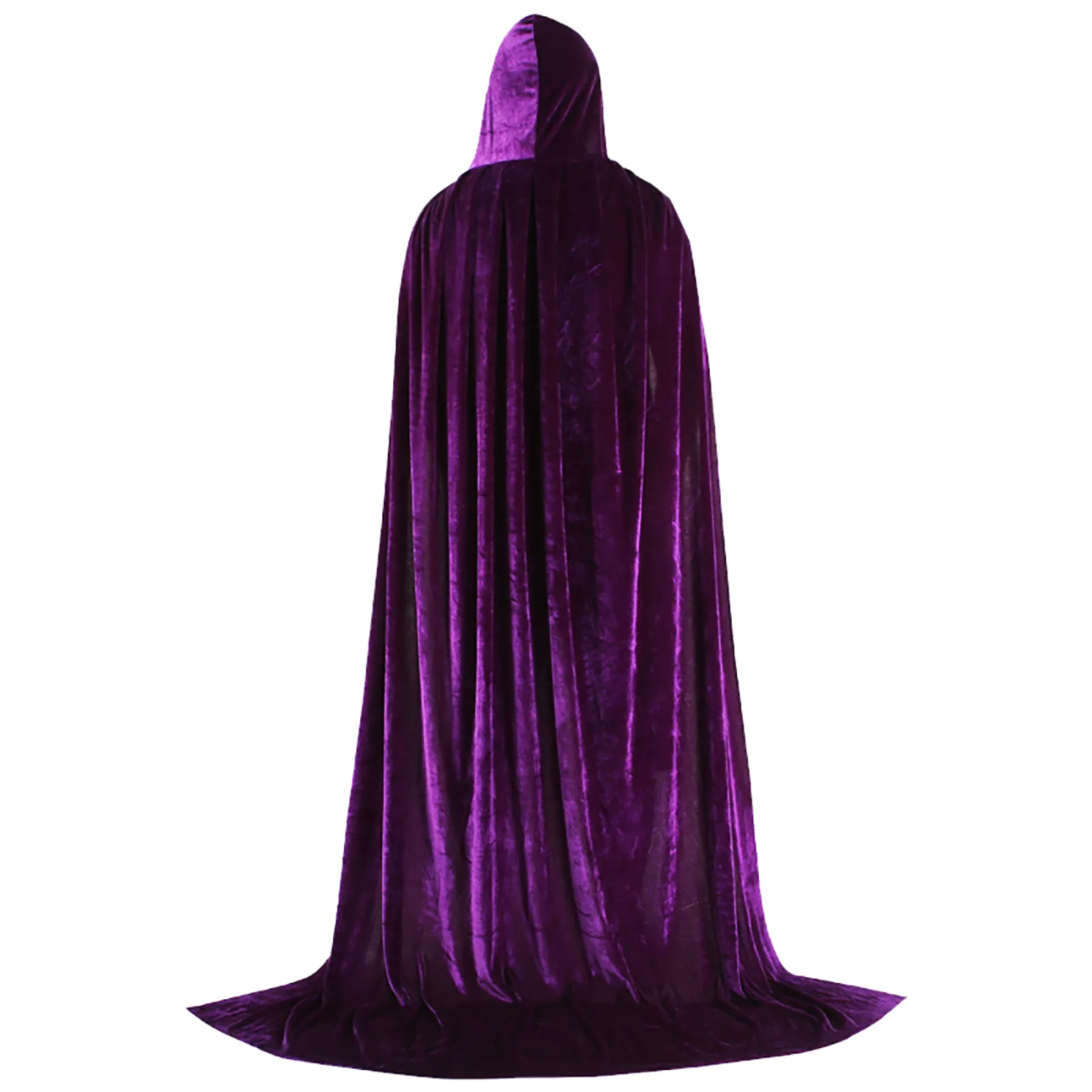 Men's and Women's Universal Hooded Cloak Robe Gothic Solid Colour Halloween Dense Velvet Witch Cloak Cosplay Prom Punk Cloak