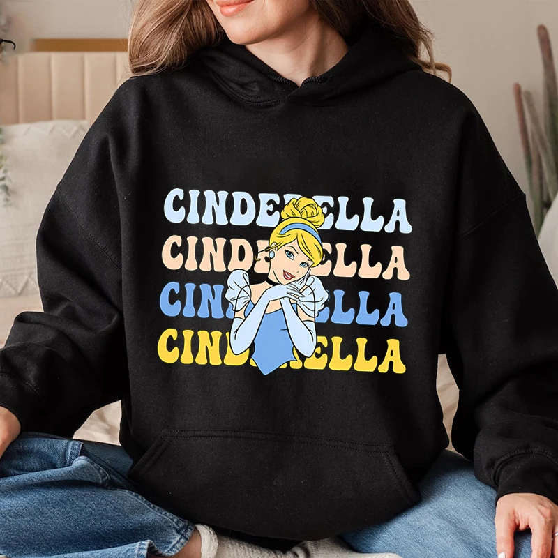 Cinderella Disney Princesses Printed Women's Hoodies Casual Sweatshirt Loose Top Personalized Adult Clothing