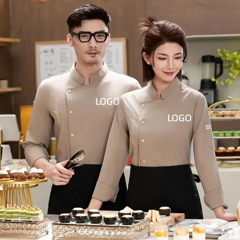 

Autumn Hotel Chef Workwear, Restaurant Cake Baking Western Restaurant Kitchen Long Sleeved Uniform Breathable And Elastic