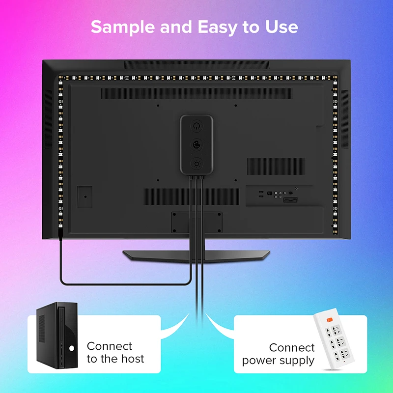 Ekran komputera zestaw podświetlany USB inteligentny Monitor 5V WS2812B LED światło zanurzenie sen oświetlenie otoczenia dla Windows muzyka