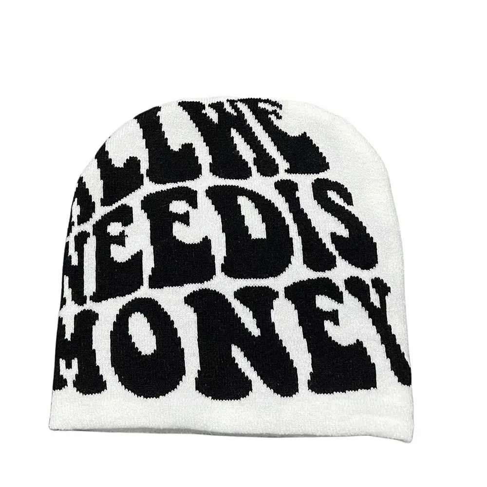 Gift Wool Acrylic Knitting Cap Hat Y2k Letter Printing Beanie Bonnet Warm Ins Hip Hop Cap Outdoor