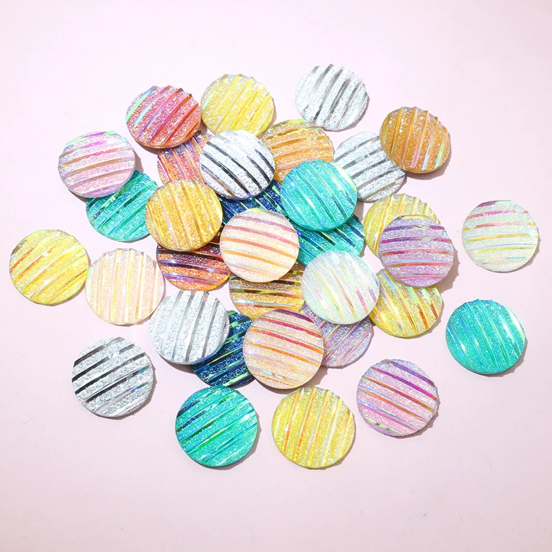 40pcs 12mm Scrub Stripe Horizontal Line Flat Back Resin Cabochon Dome DIY Jewelry Making Accessories for Bracelet Earrings