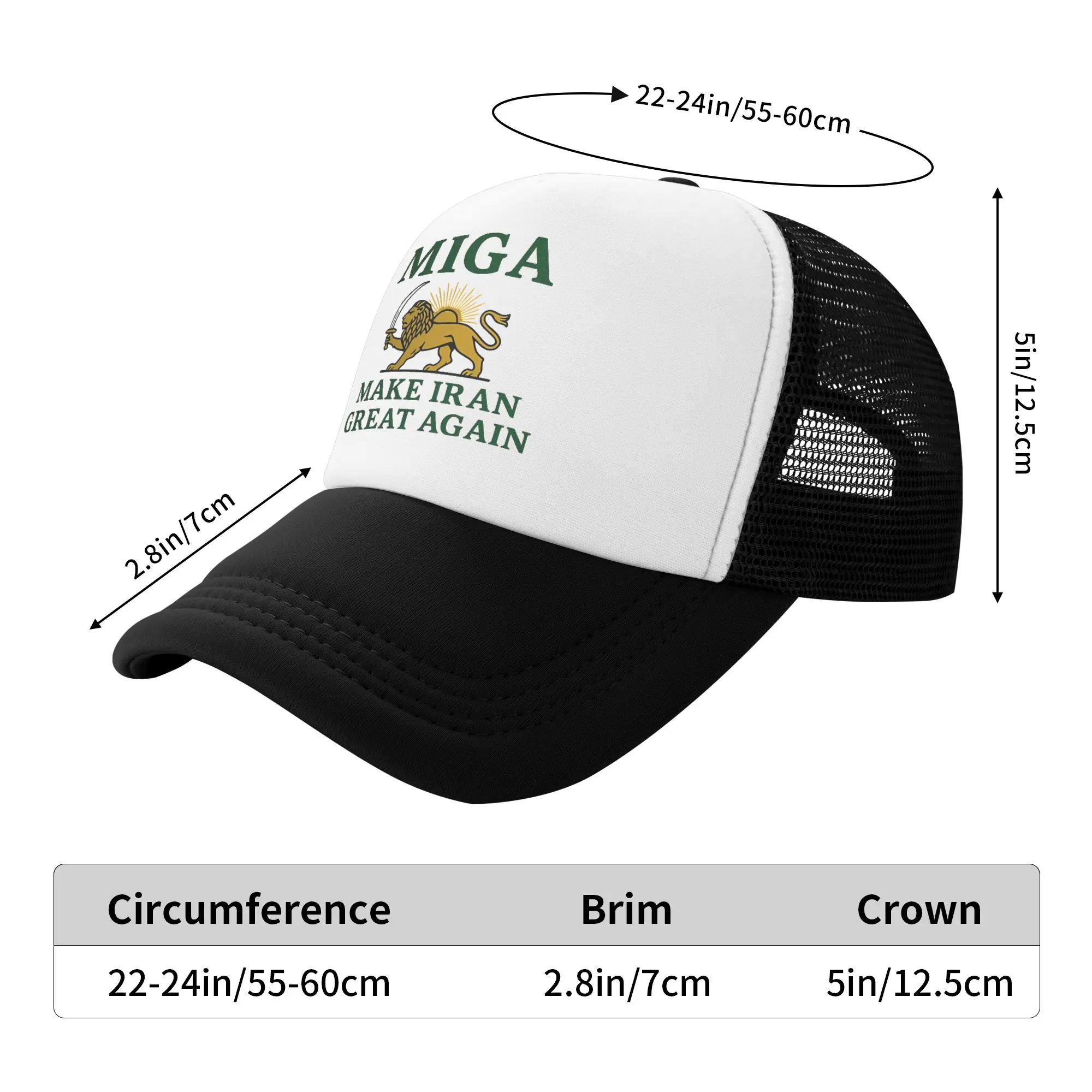 Make Iran Great Again Miga Mesh Sun Hats  Unisex Men Custom Logo Trucker Hat Spring y2k Funny Kpop Rock Breathable Baseball Cap