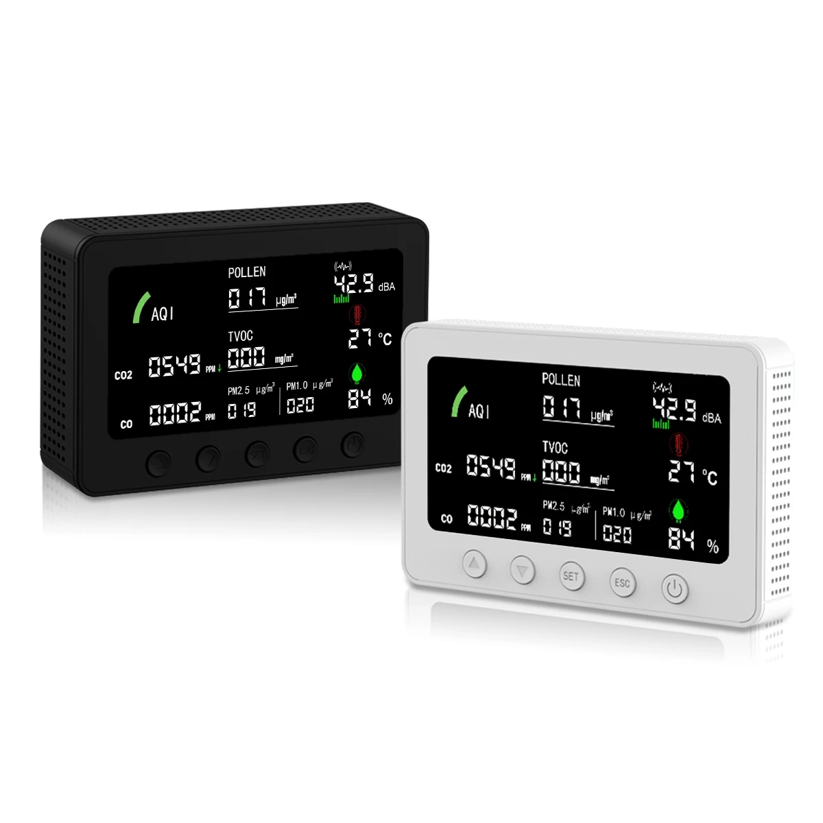 Multi Functional Tuya 11-in-1 PM2.5/PM10/CO2/AQI/CO/TVOC/Noise Air Quality Detector Temperature and Humidity Monitoring
