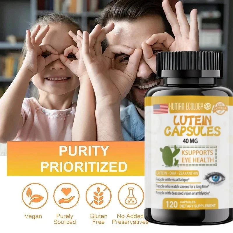 Ecología humana Treasure natural Luteína 40 mg Suplemento ocular con vitaminas para una claridad visual mejorada