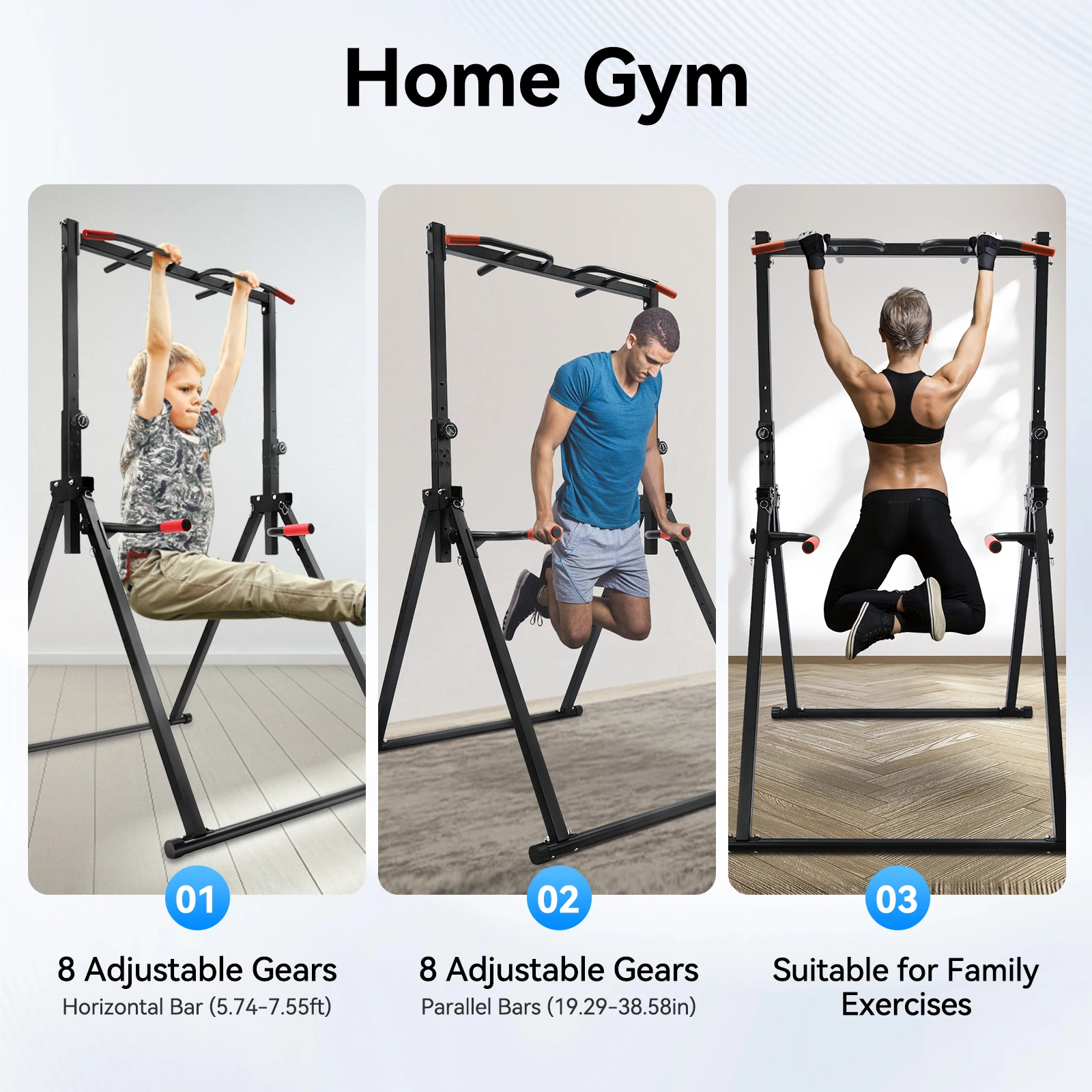 

200kg Load Adjustable Horizontal Bar Carbon Steel Freestanding Pull-up Bar for Home Gym