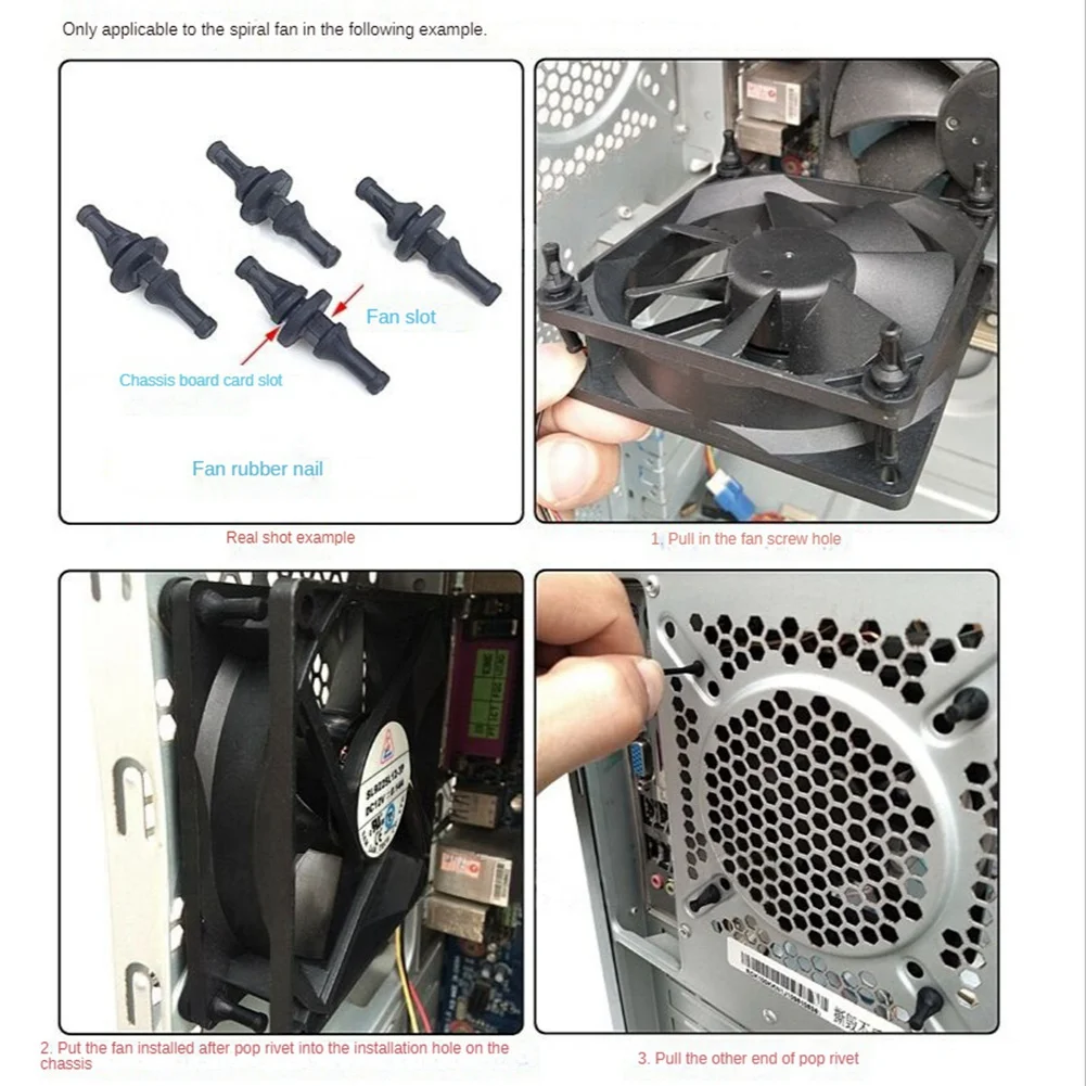 Leading-100Pcs Computer Components PC Case Fan Mouting Pin Anti Noise Vibration Rubber Screws Anti-Vibration Shock Absorption