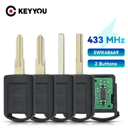 KEYYOU 원격 433 Mhz ASK 자동차 키, Opel Vauxhall Corsa c Meriva astra h j g d Combo HUU100/43/46 YM28 블레이드 칩 없음