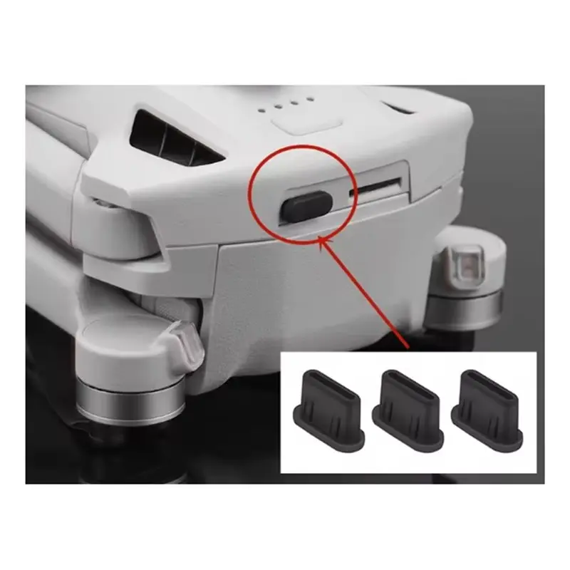 B92B Type-C Anti-Dust Plug for DJI RC Remote Control Charging Port Cover for DJI Mini 3 Pro Body, 6 Pack Soft Silicone Charging